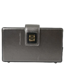 Metallic Gray Calfskin Leather DG BOX Shoulder Bag