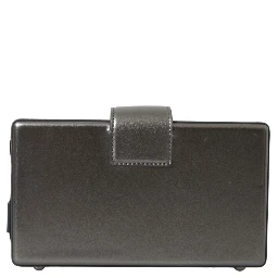 Metallic Gray Calfskin Leather DG BOX Shoulder Bag