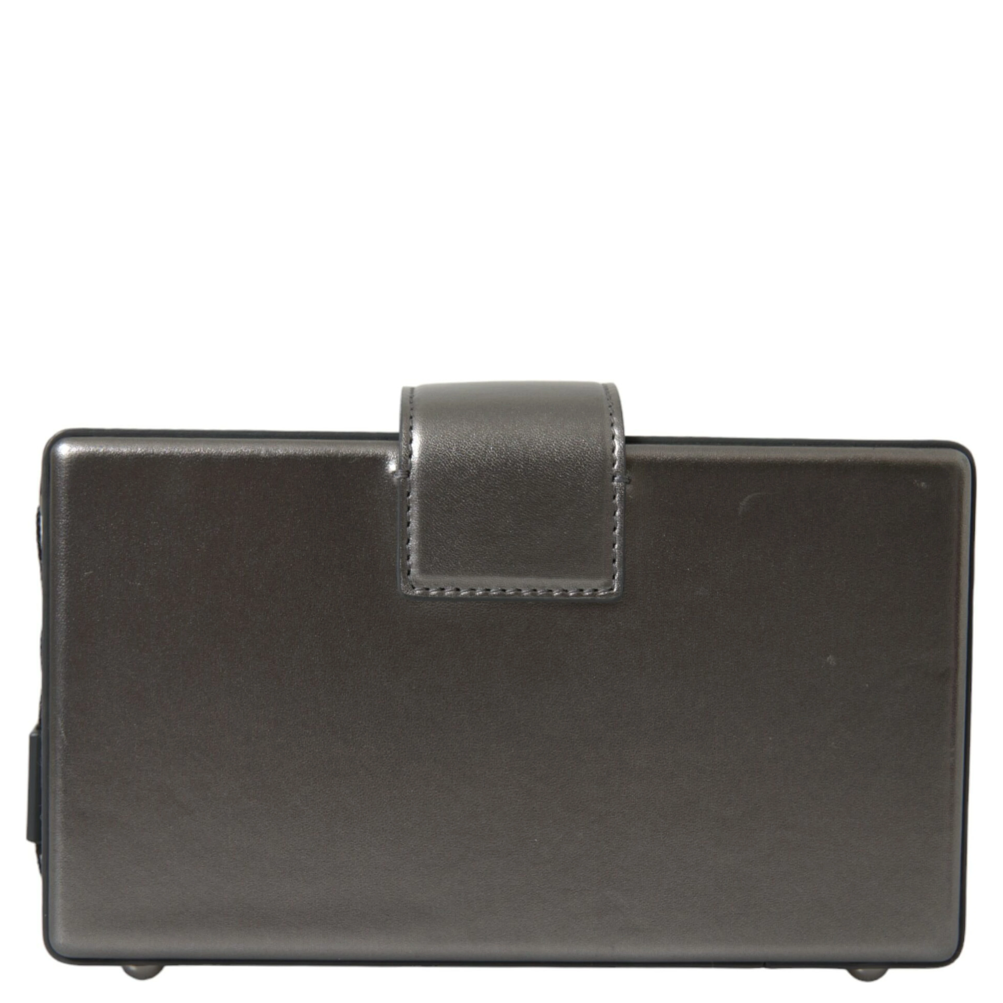 Metallic Gray Calfskin Leather DG BOX Shoulder Bag
