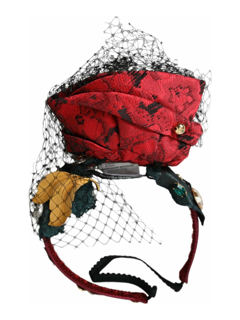 Multicolor Rose Silk Crystal Netted Logo Headband Diadem