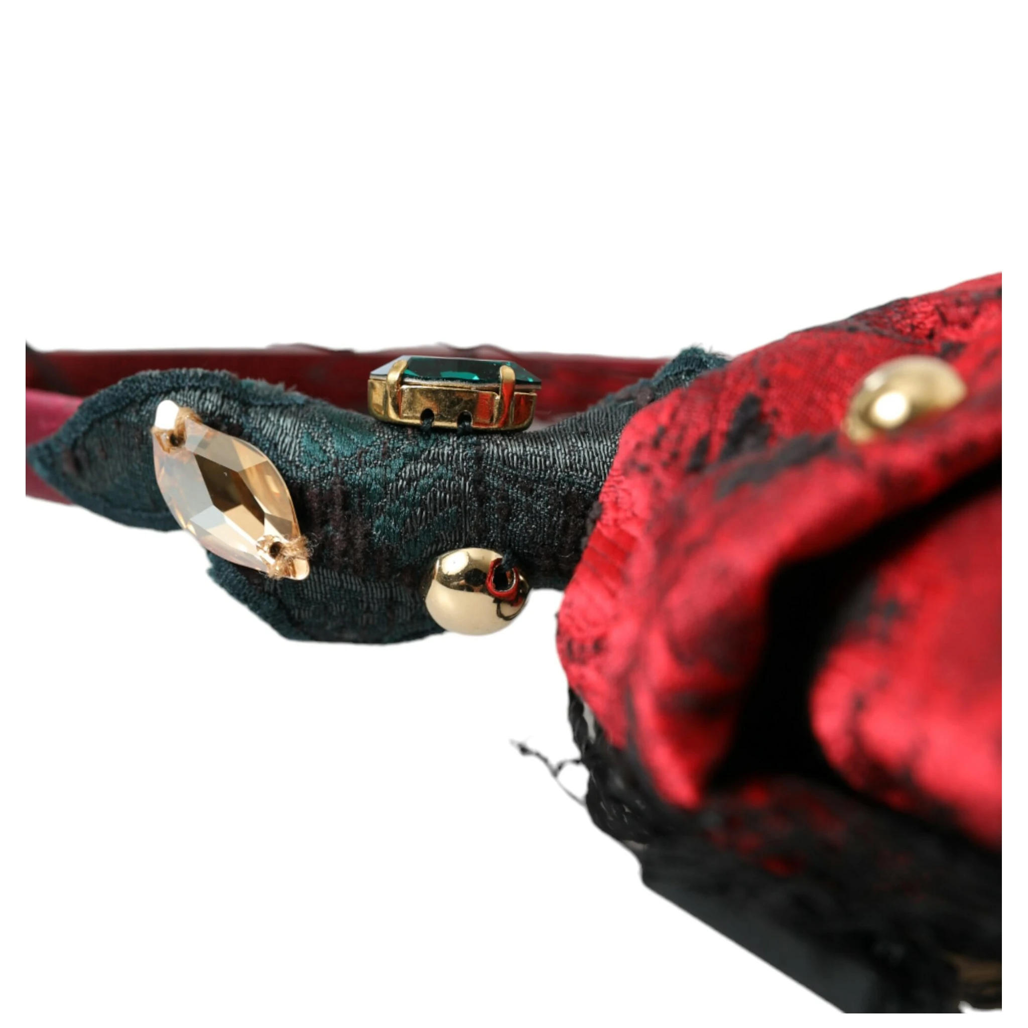 Multicolor Rose Silk Crystal Netted Logo Headband Diadem