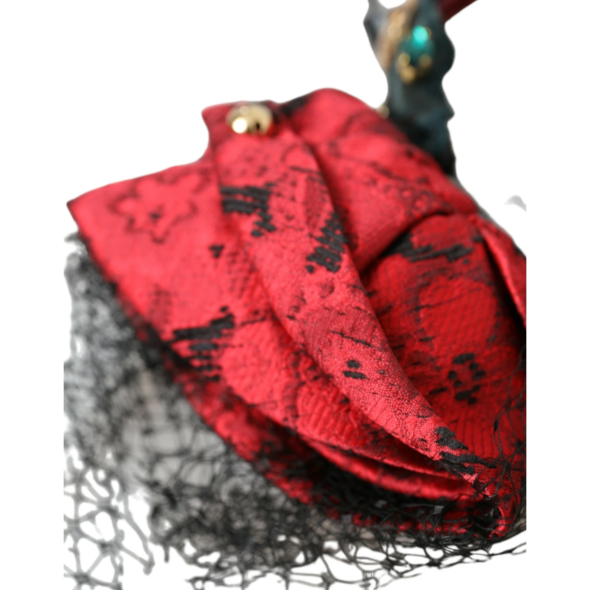 Multicolor Rose Silk Crystal Netted Logo Headband Diadem