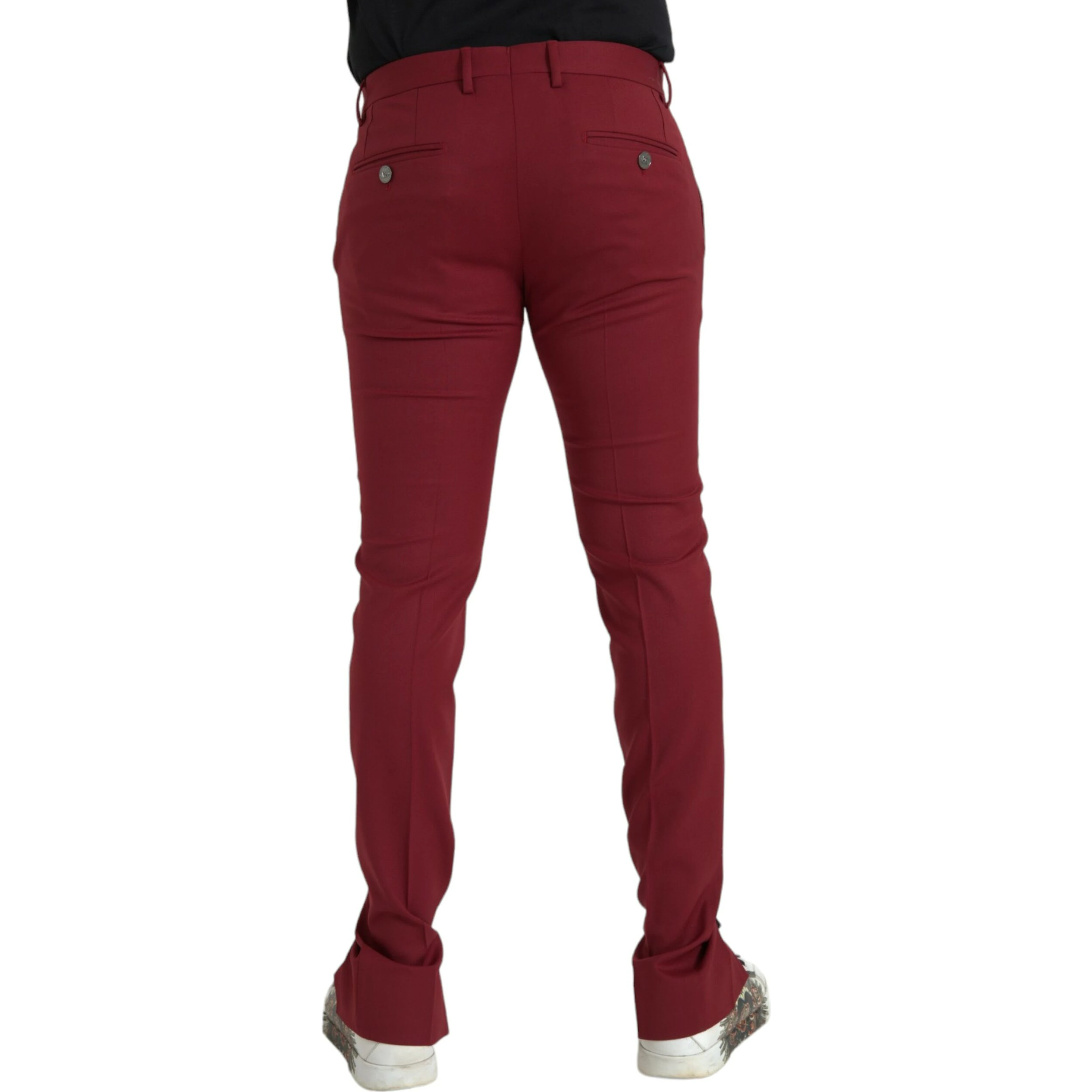 Red Wool Men Slim Fit Dress Pants