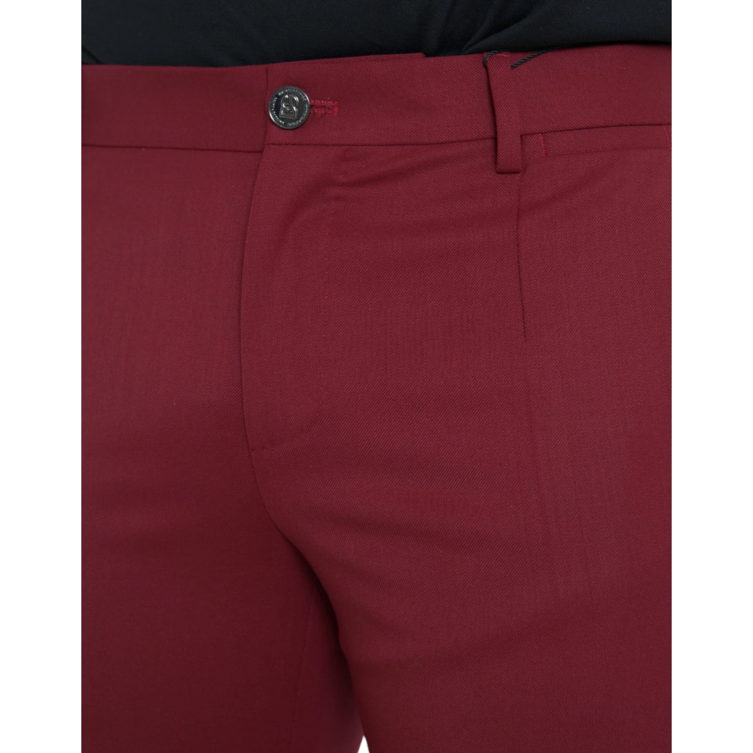 Red Wool Men Slim Fit Dress Pants