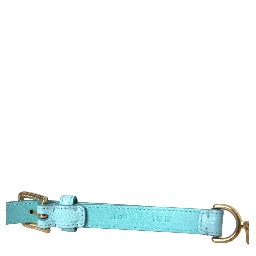 Light Blue Leather Crystal Chain Waist Belt