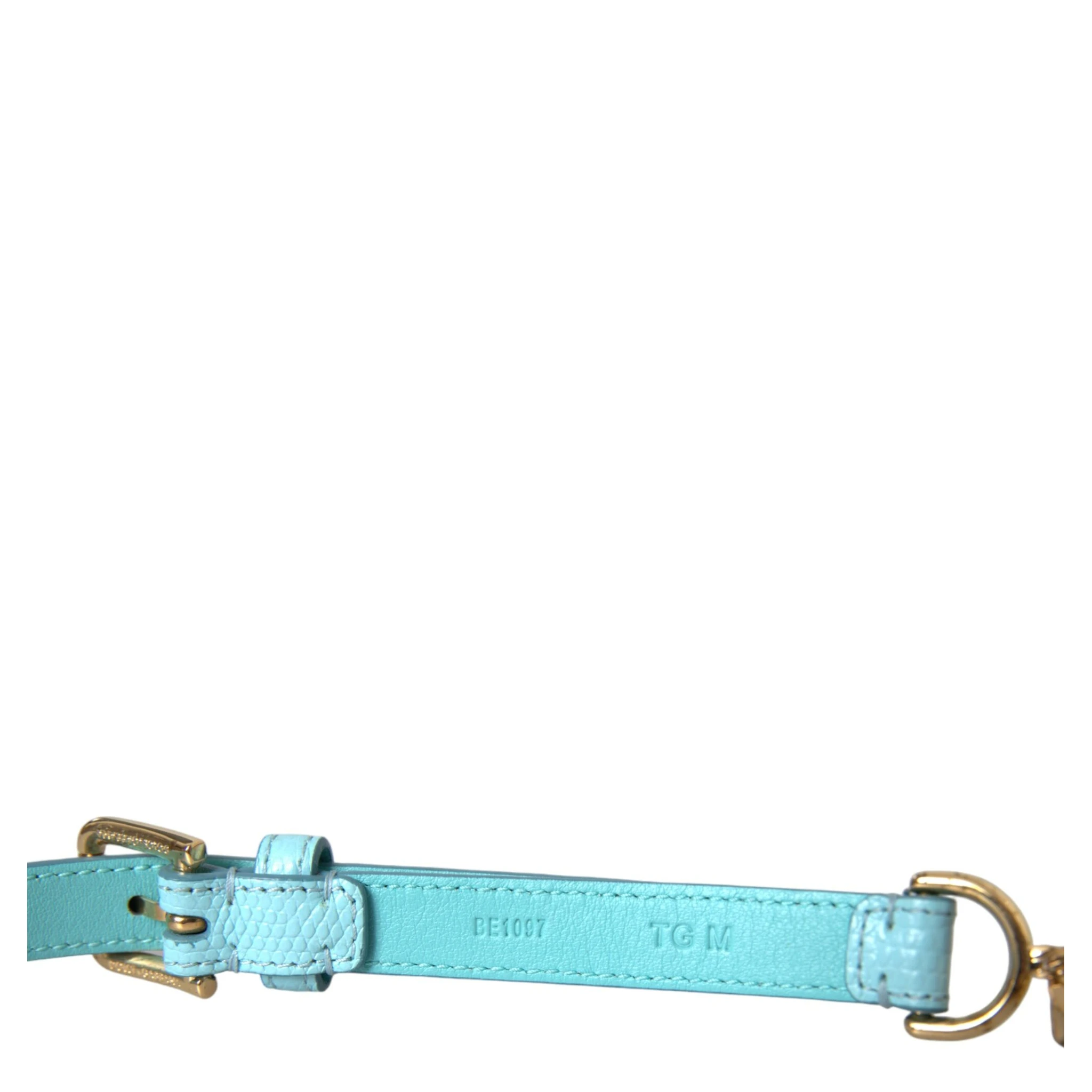 Light Blue Leather Crystal Chain Waist Belt