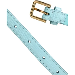 Light Blue Leather Crystal Chain Waist Belt