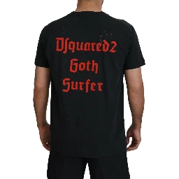 Black Chain Embellished Cotton Short Sleeve T-shirt