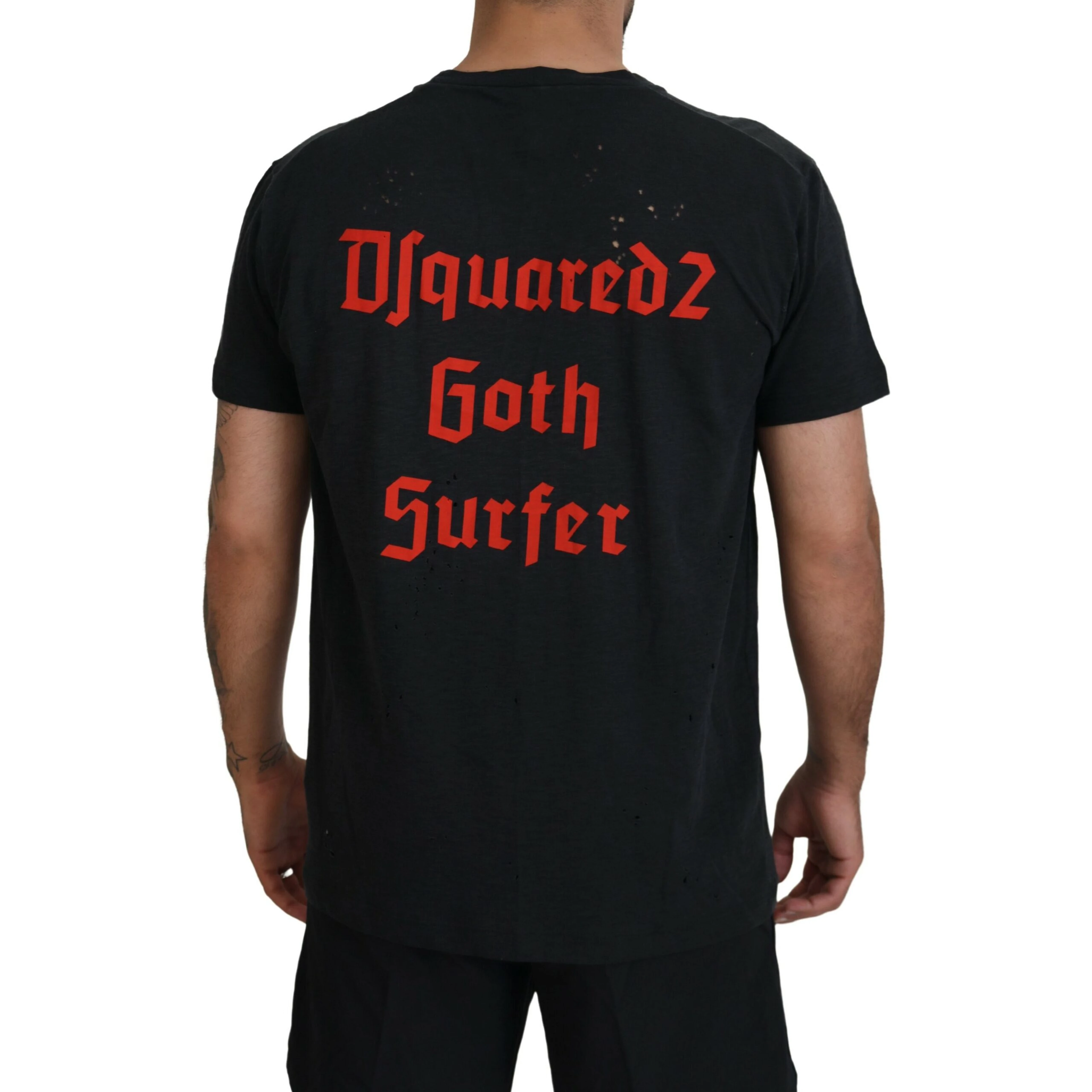 Black Chain Embellished Cotton Short Sleeve T-shirt