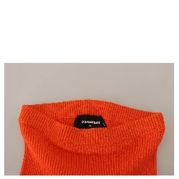 Orange Viscose Mid Waist Slim Fit Bermuda Shorts