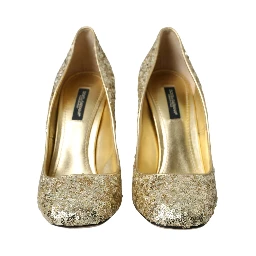 Gold Sequin Crystal Heels Pumps Shoes
