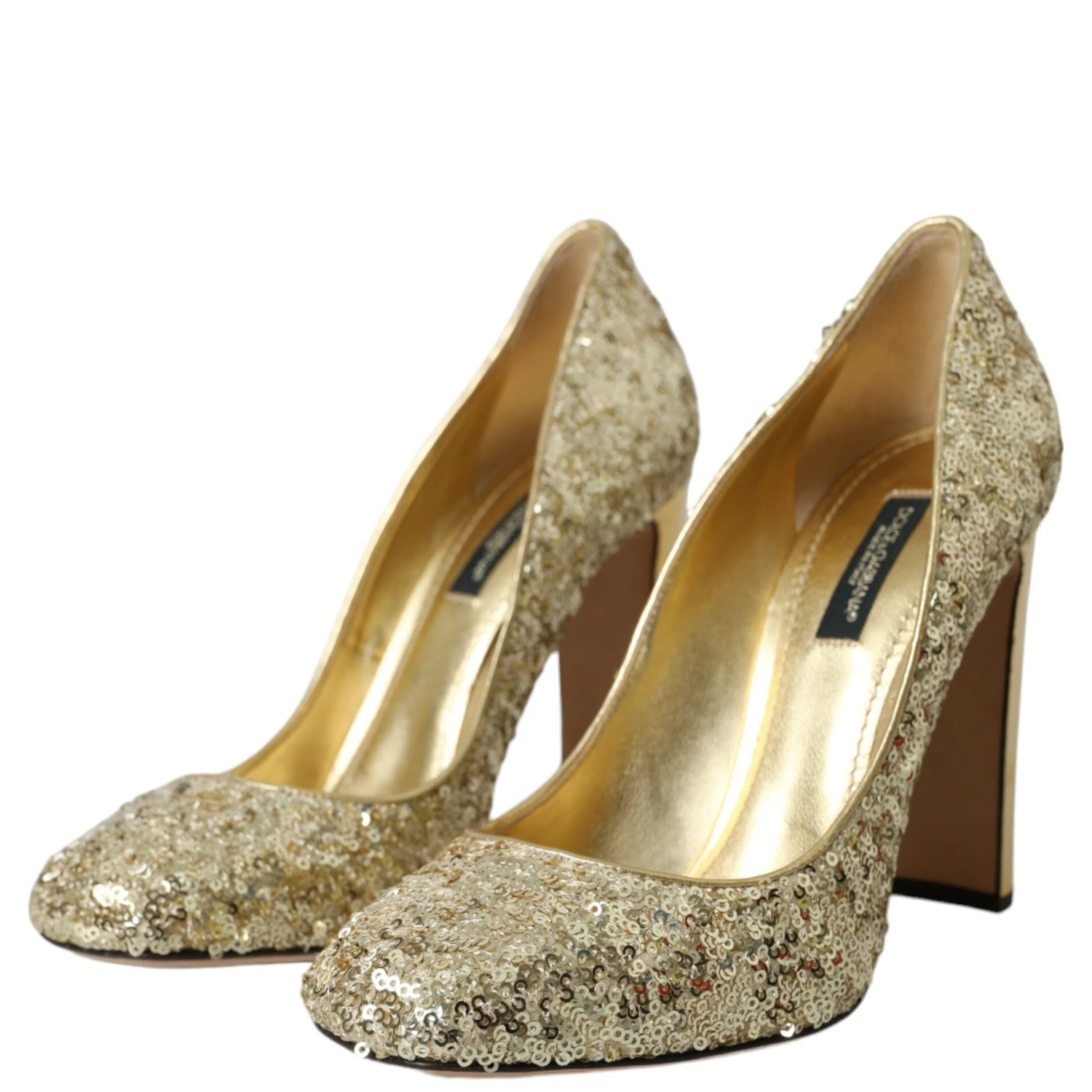 Gold Sequin Crystal Heels Pumps Shoes