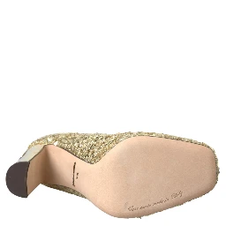 Gold Sequin Crystal Heels Pumps Shoes