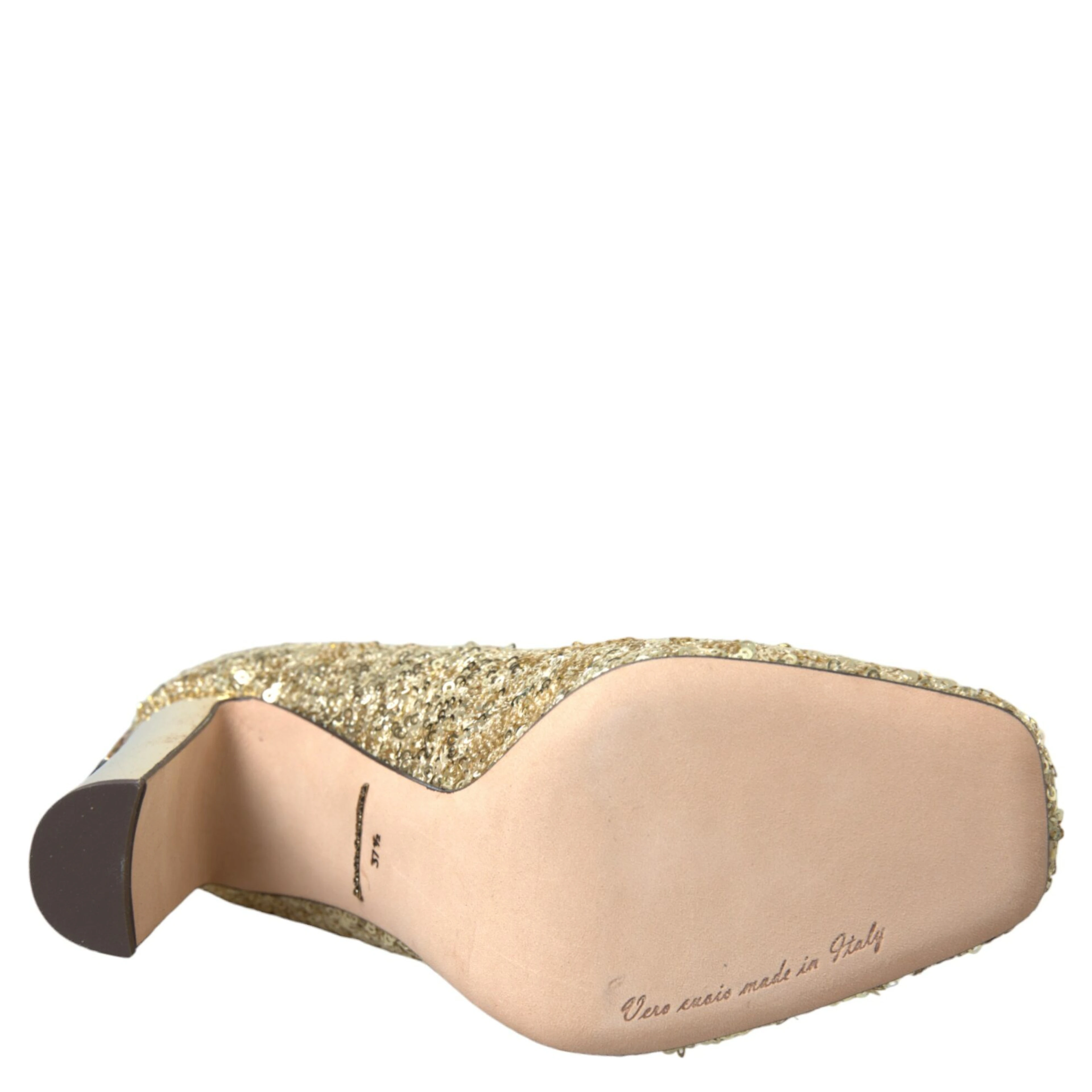 Gold Sequin Crystal Heels Pumps Shoes