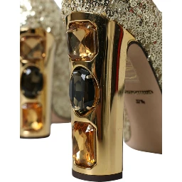 Gold Sequin Crystal Heels Pumps Shoes