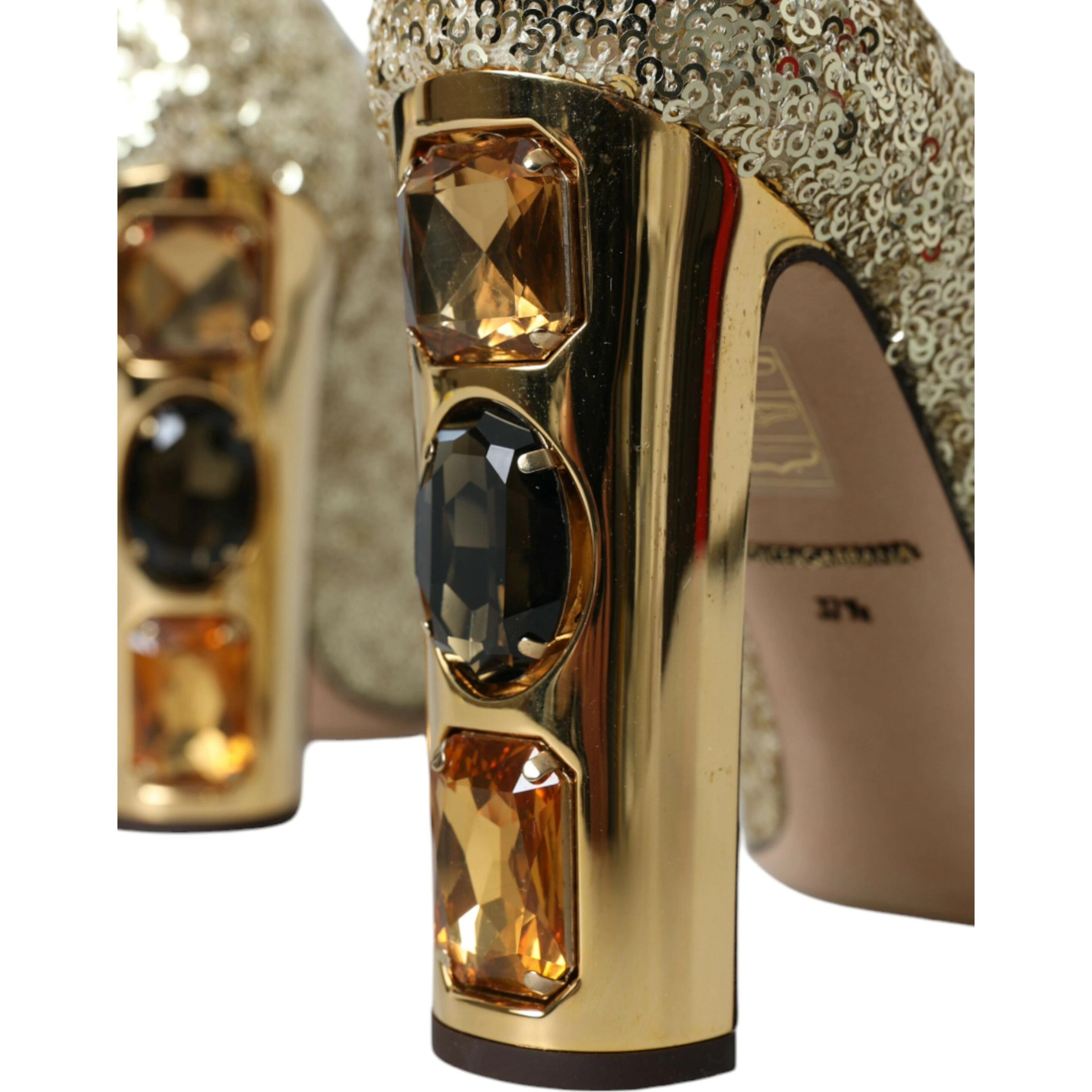 Gold Sequin Crystal Heels Pumps Shoes