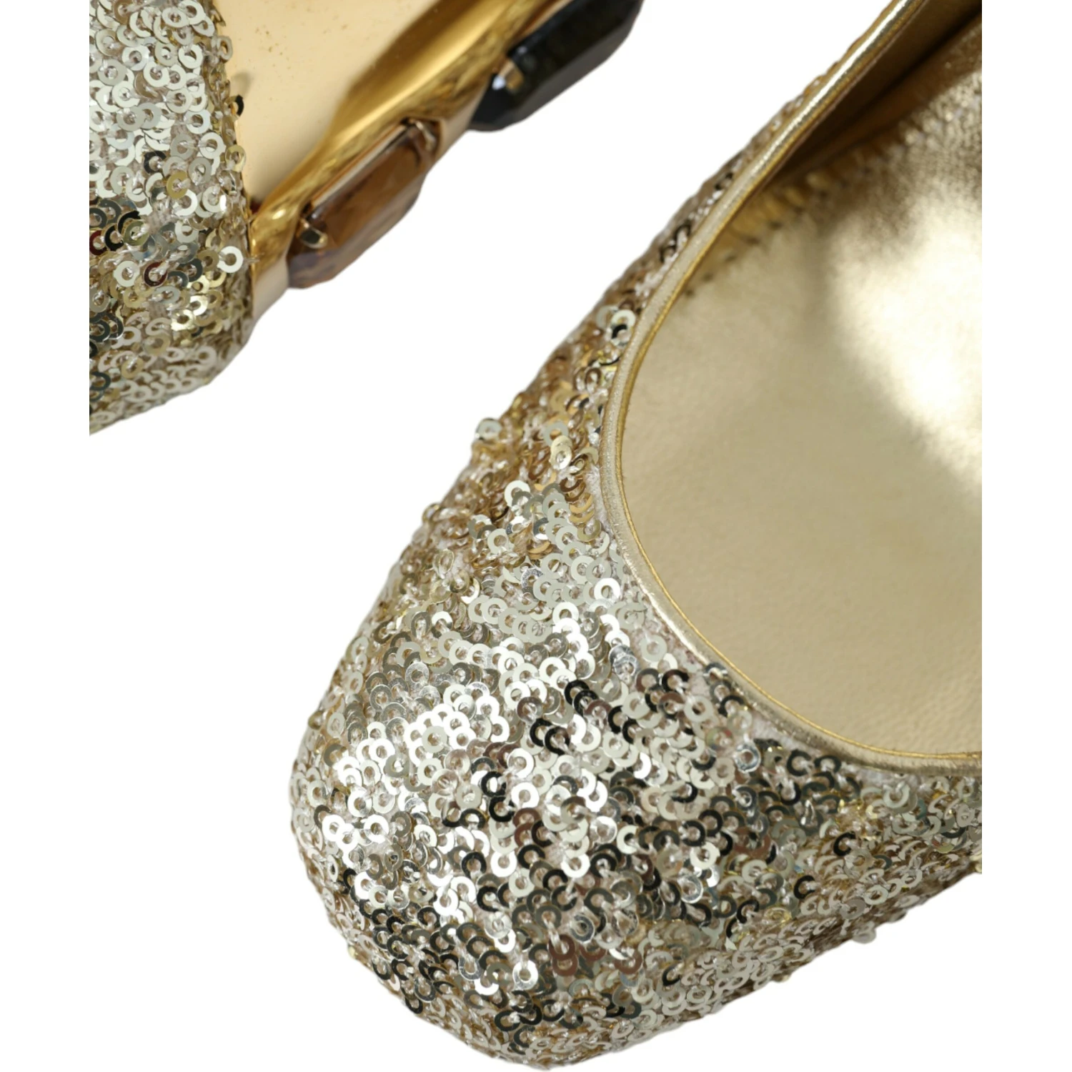 Gold Sequin Crystal Heels Pumps Shoes