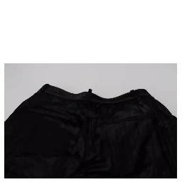 Black Pleated High Waist Wide Leg Cropped Pants