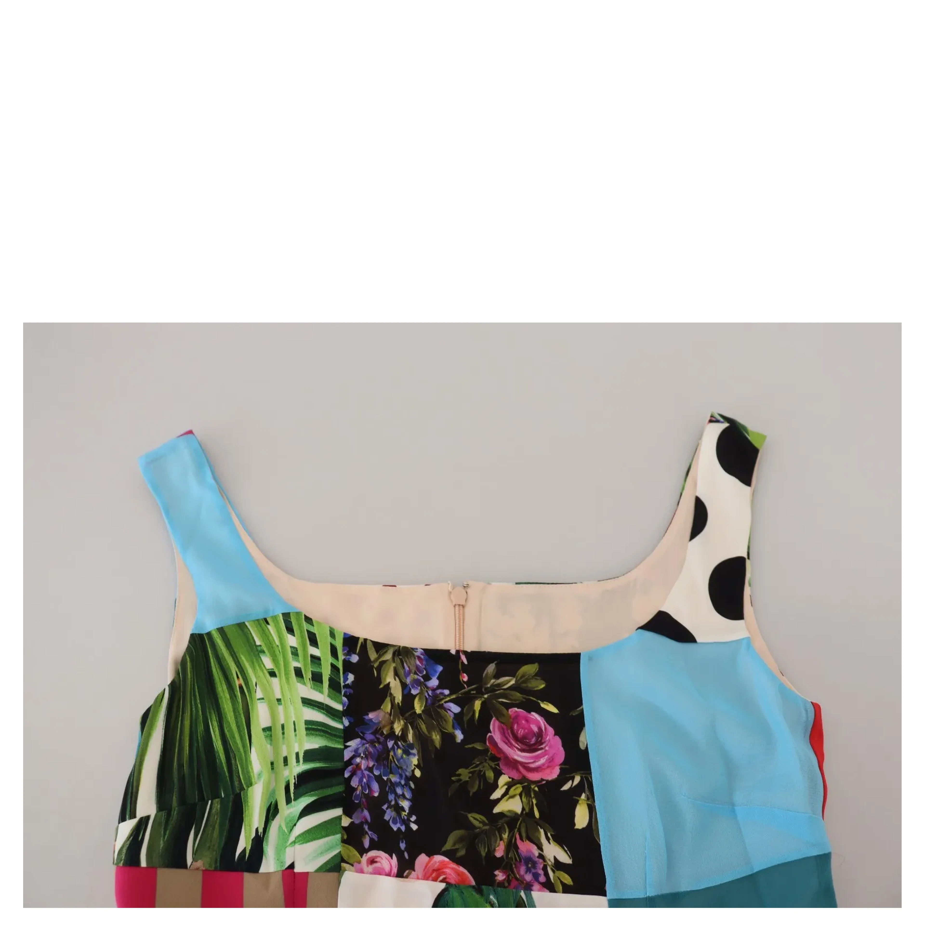 Silk Multicolor Patchwork Sheath Maxi Dress