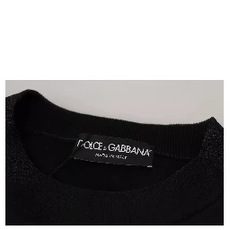 Black Polyester Logo Men Pullover Sweater