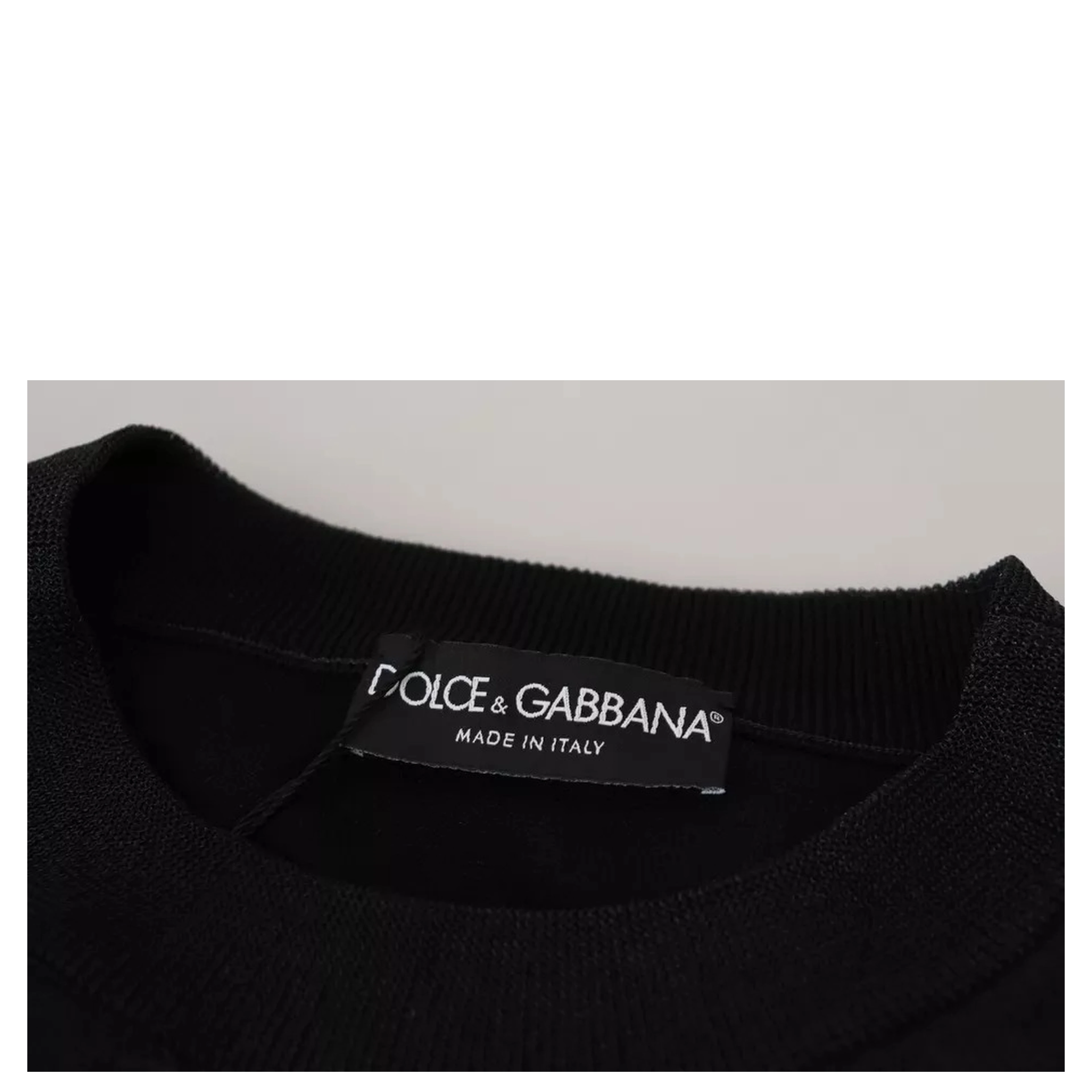 Black Polyester Logo Men Pullover Sweater