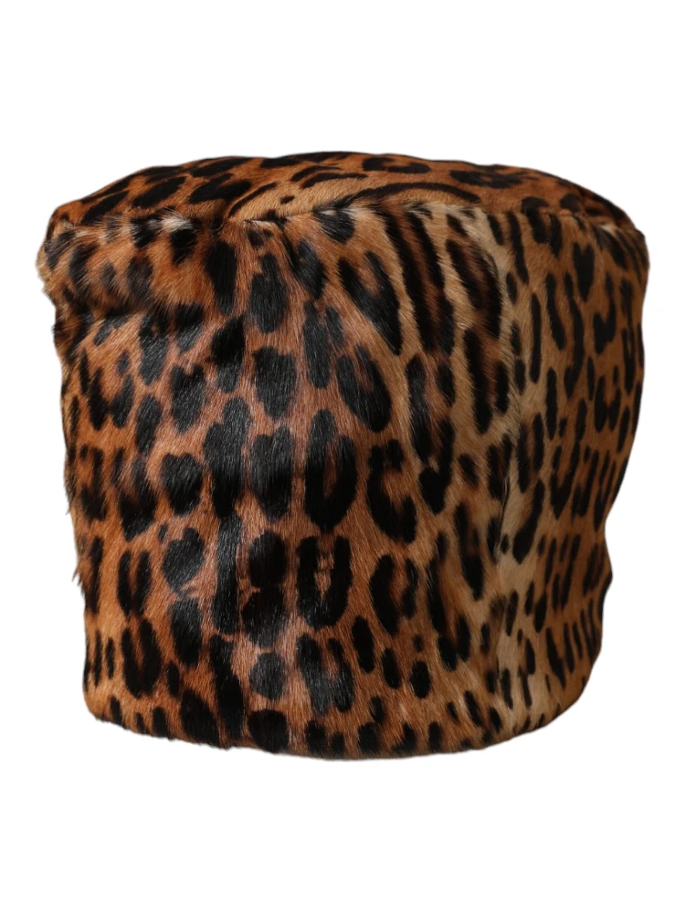 Brown Leopard Fur Women Bucket Hat