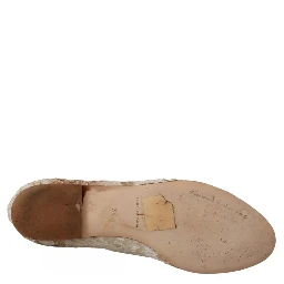 Beige Lace Crystal Ballet Flats Loafers Shoes