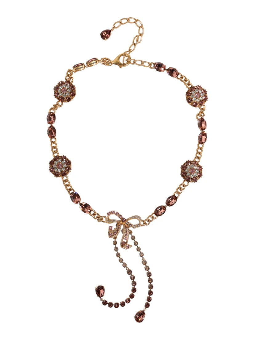 Gold Tone Brass Crystal Embellished Waist Chain Belt