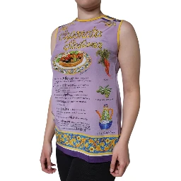 Purple Silk Caponata Siciliana Print Tank Top