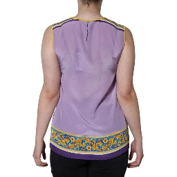 Purple Silk Caponata Siciliana Print Tank Top