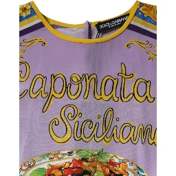 Purple Silk Caponata Siciliana Print Tank Top