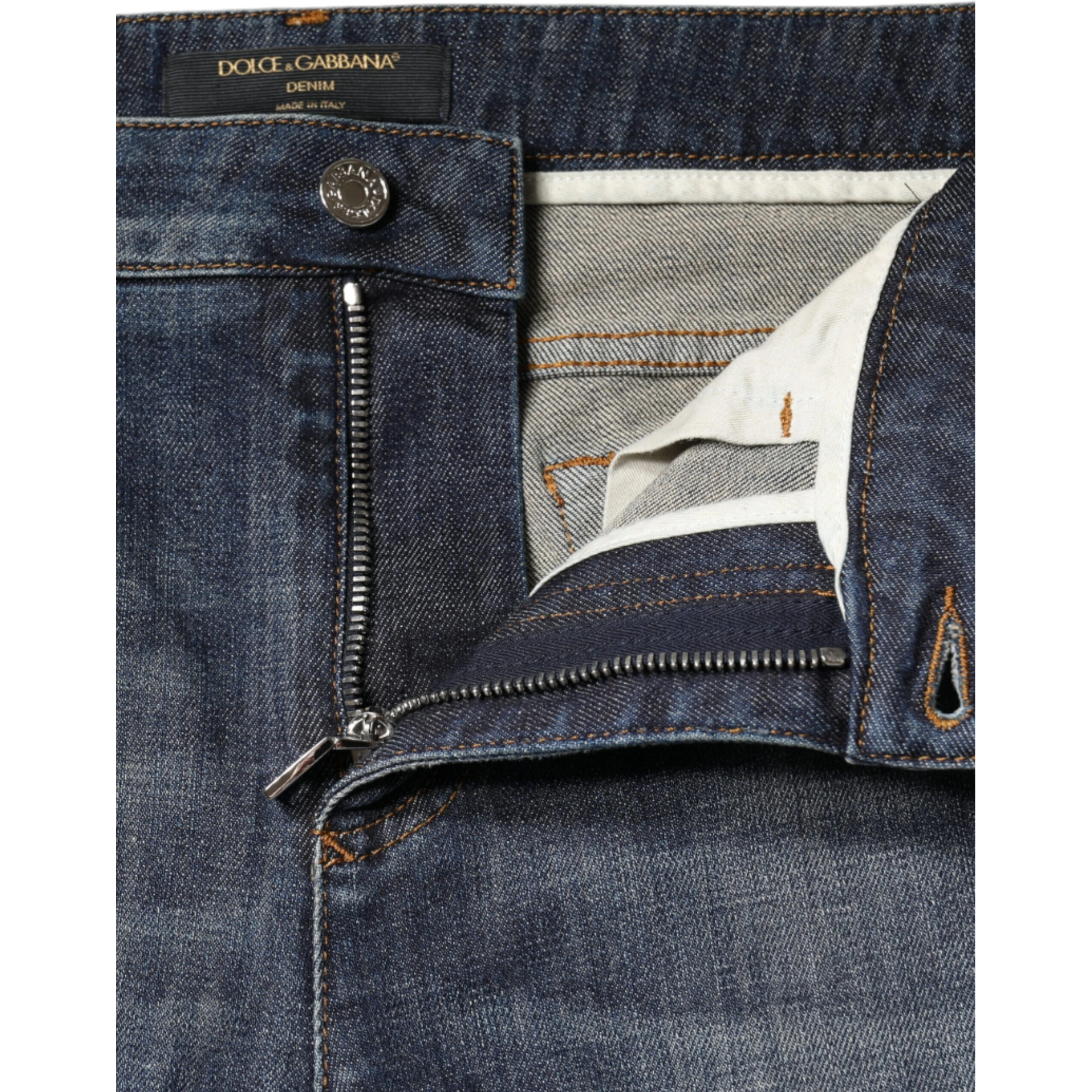Dark Blue Cotton Stretch Skinny Denim Jeans
