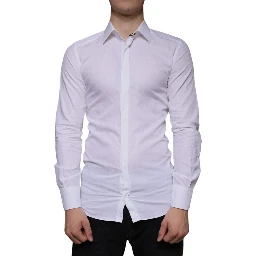 White Cotton Men Dress GOLD Formal Shirt