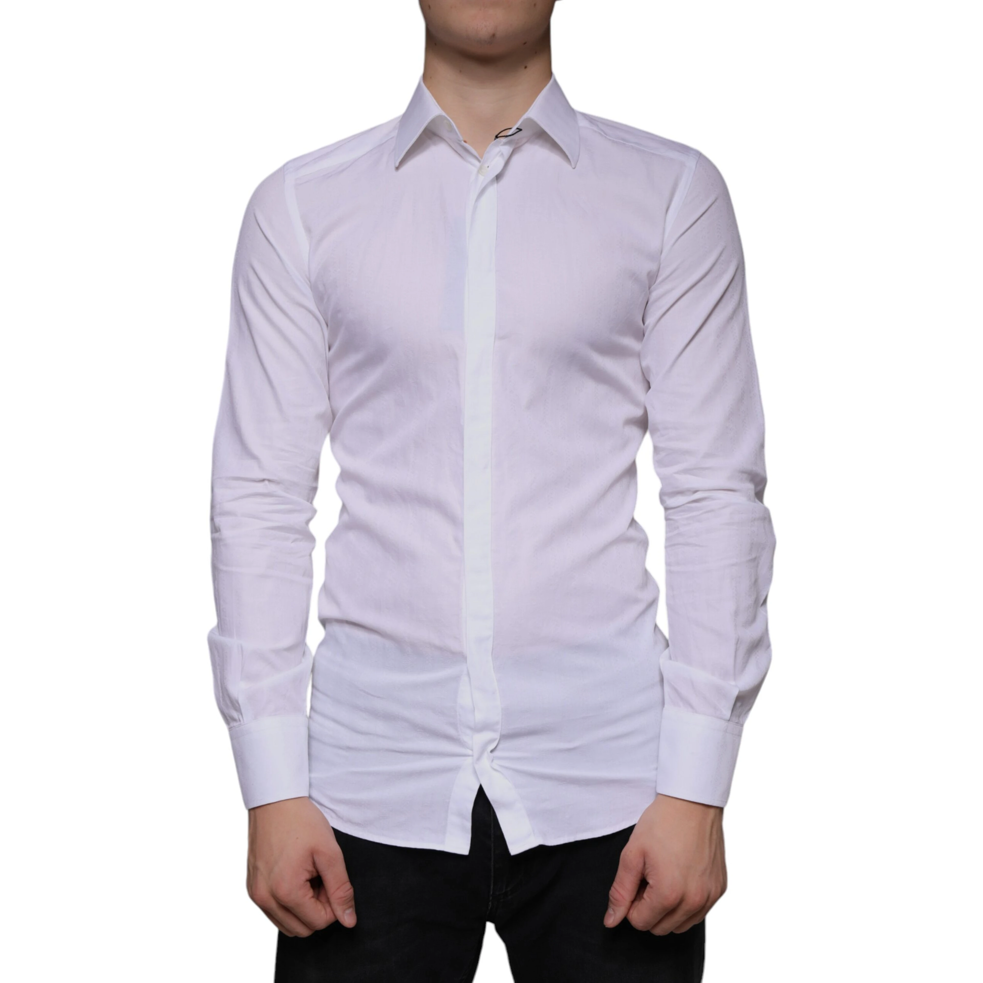White Cotton Men Dress GOLD Formal Shirt