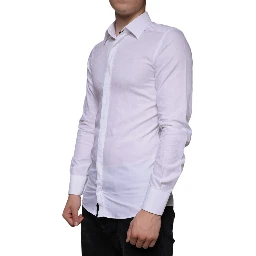 White Cotton Men Dress GOLD Formal Shirt