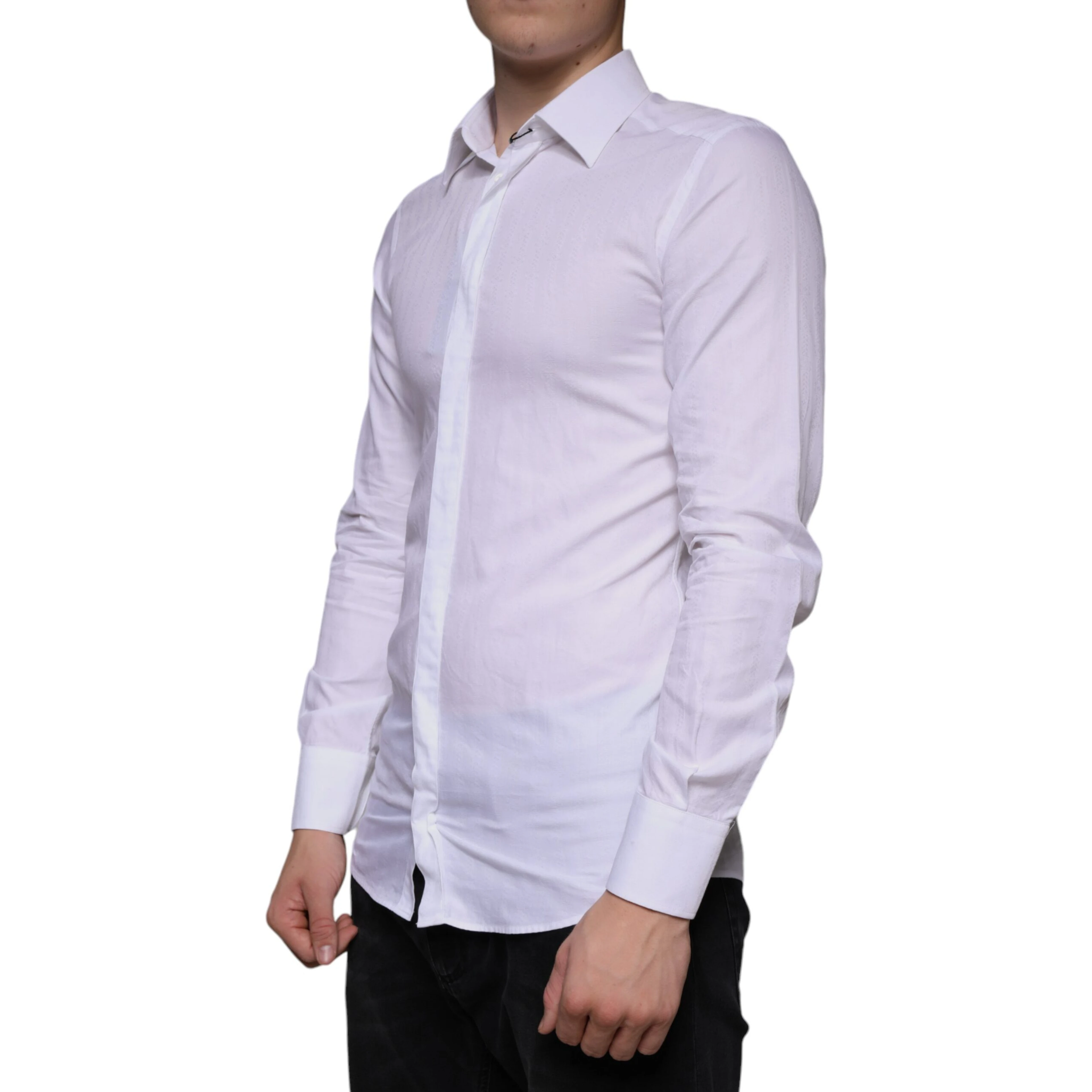 White Cotton Men Dress GOLD Formal Shirt