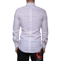 White Cotton Men Dress GOLD Formal Shirt