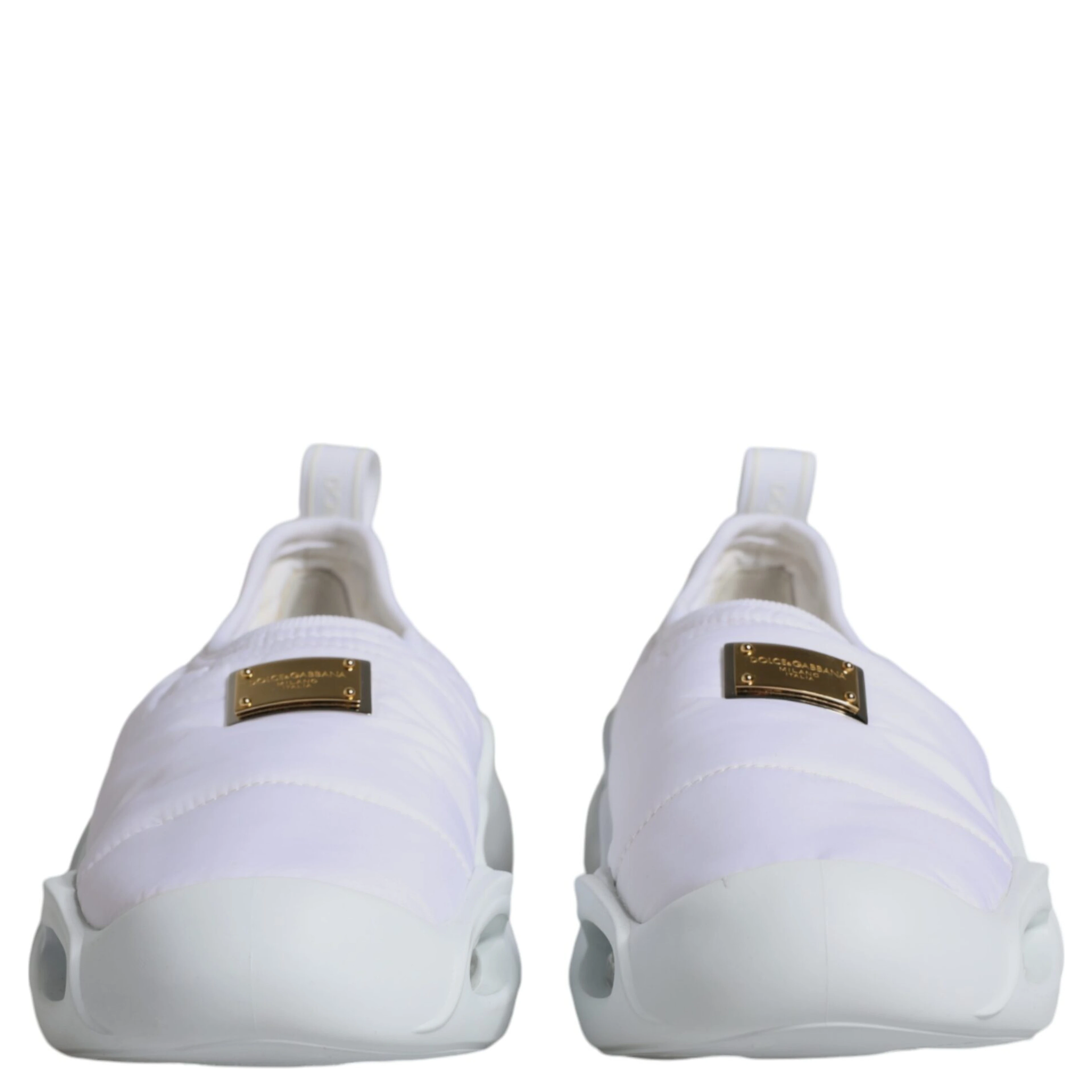 White Padded Fabric Low Top Sneakers Shoes