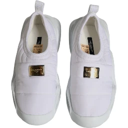White Padded Fabric Low Top Sneakers Shoes