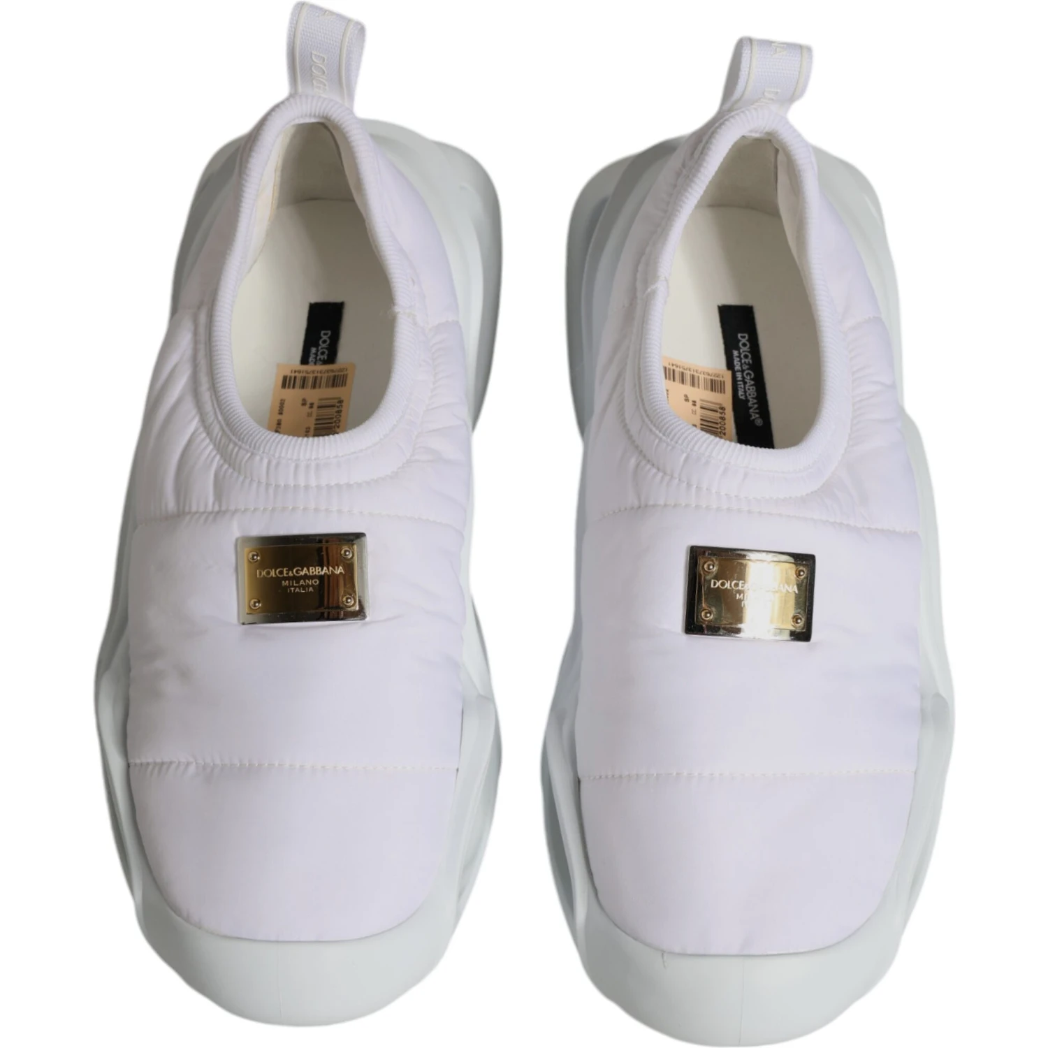 White Padded Fabric Low Top Sneakers Shoes