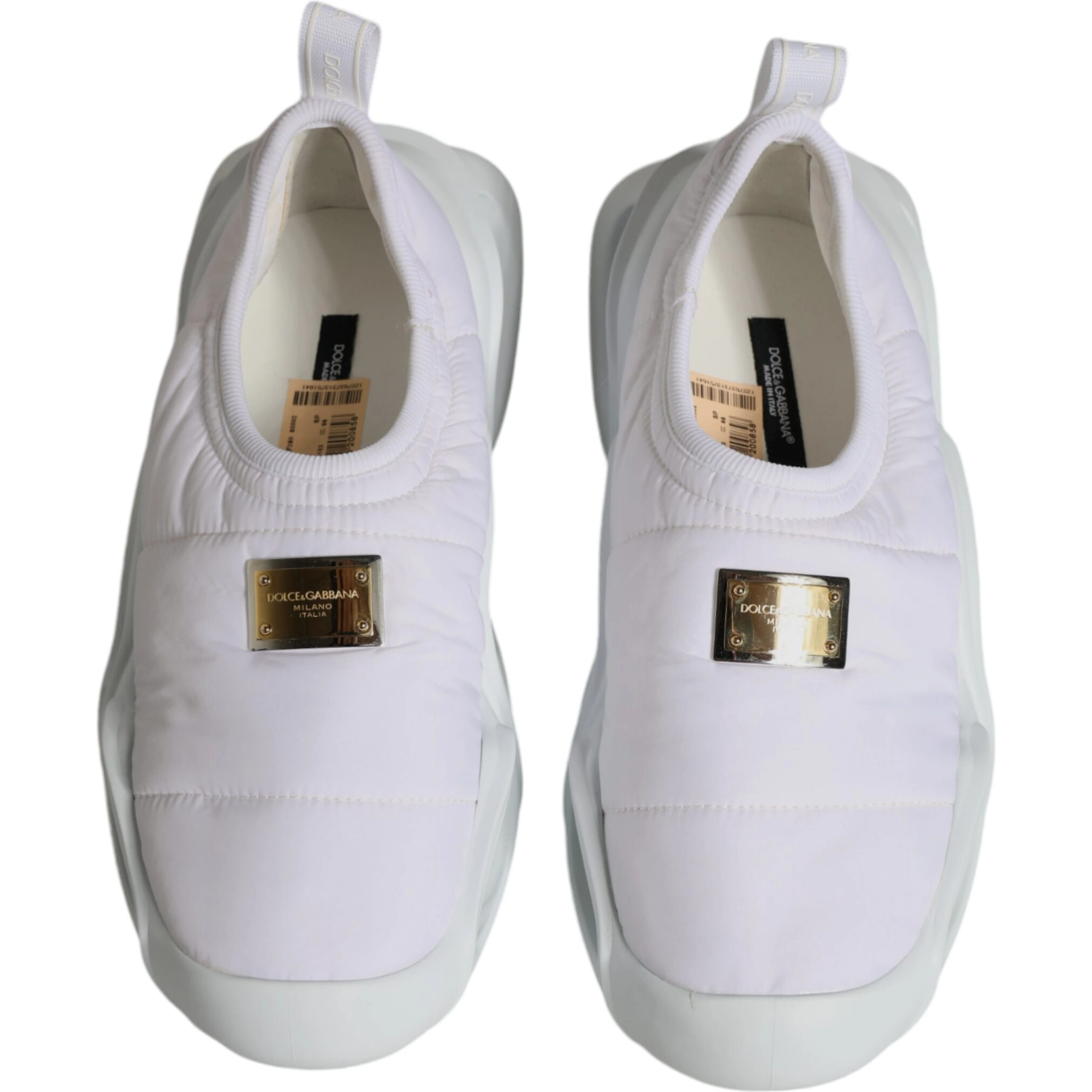 White Padded Fabric Low Top Sneakers Shoes