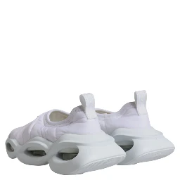 White Padded Fabric Low Top Sneakers Shoes