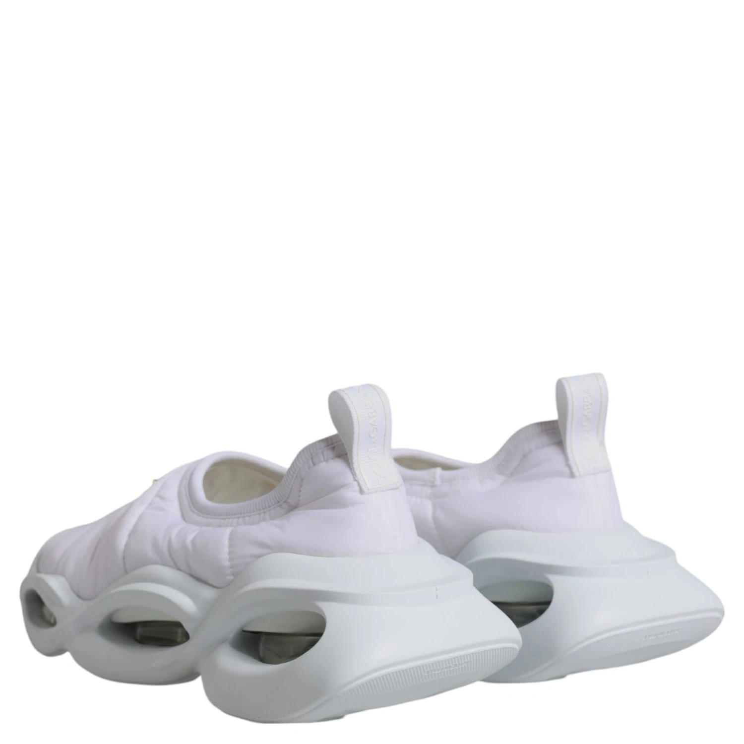 White Padded Fabric Low Top Sneakers Shoes