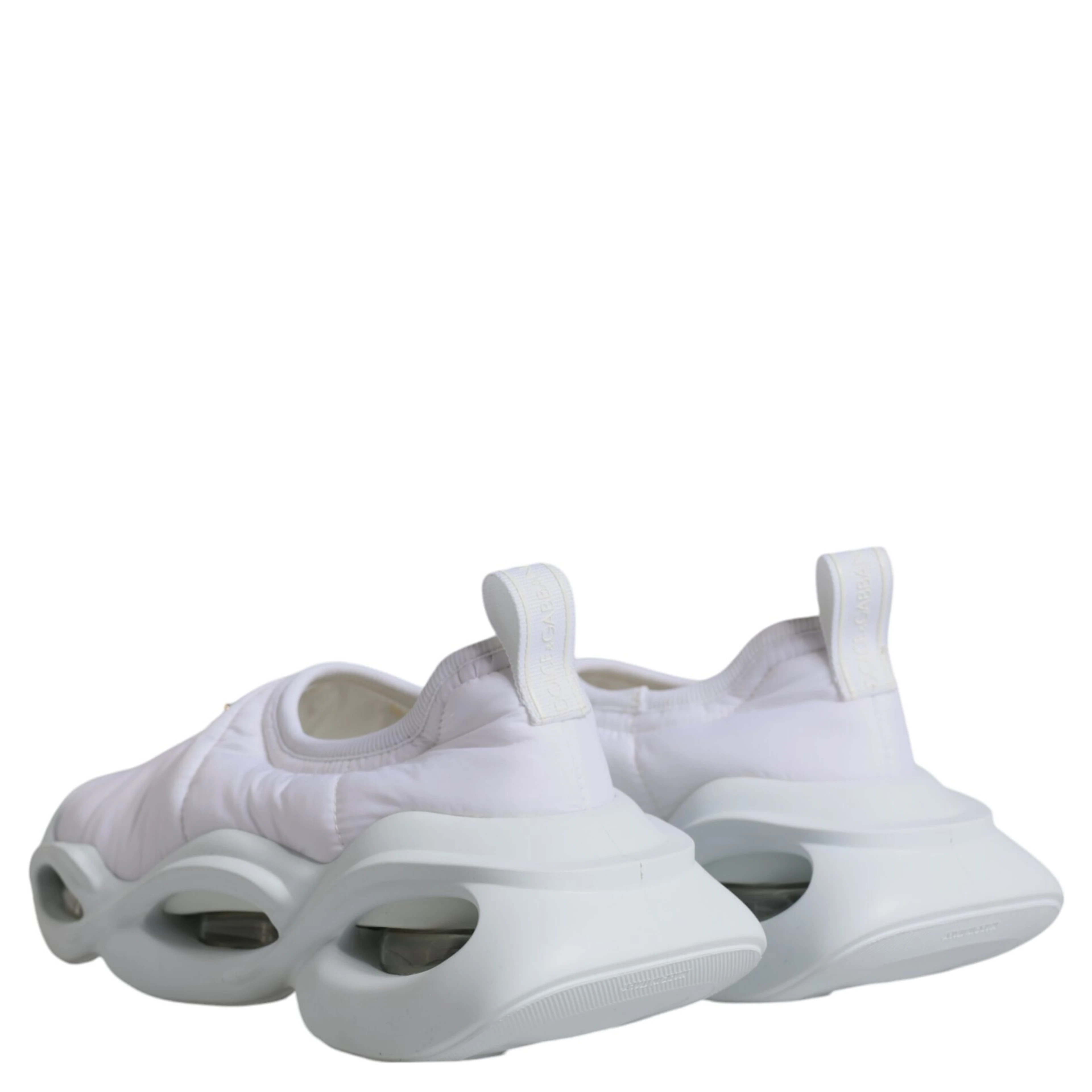 White Padded Fabric Low Top Sneakers Shoes
