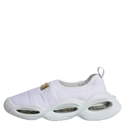 White Padded Fabric Low Top Sneakers Shoes