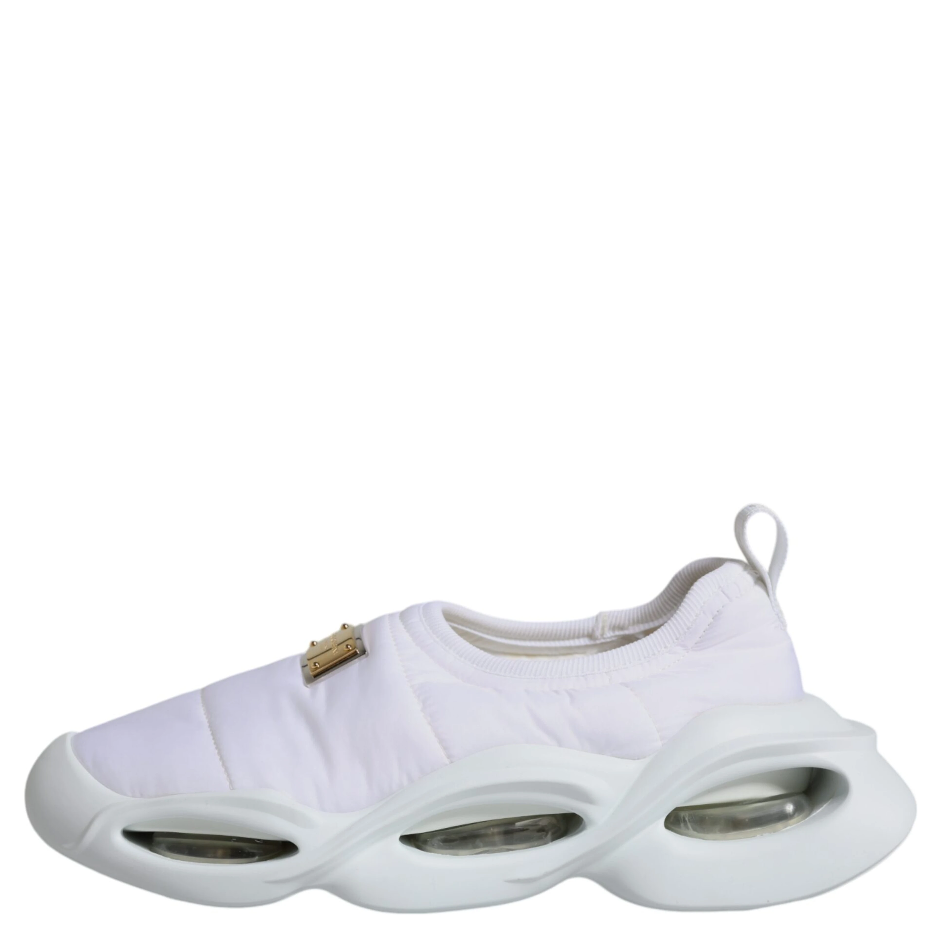 White Padded Fabric Low Top Sneakers Shoes