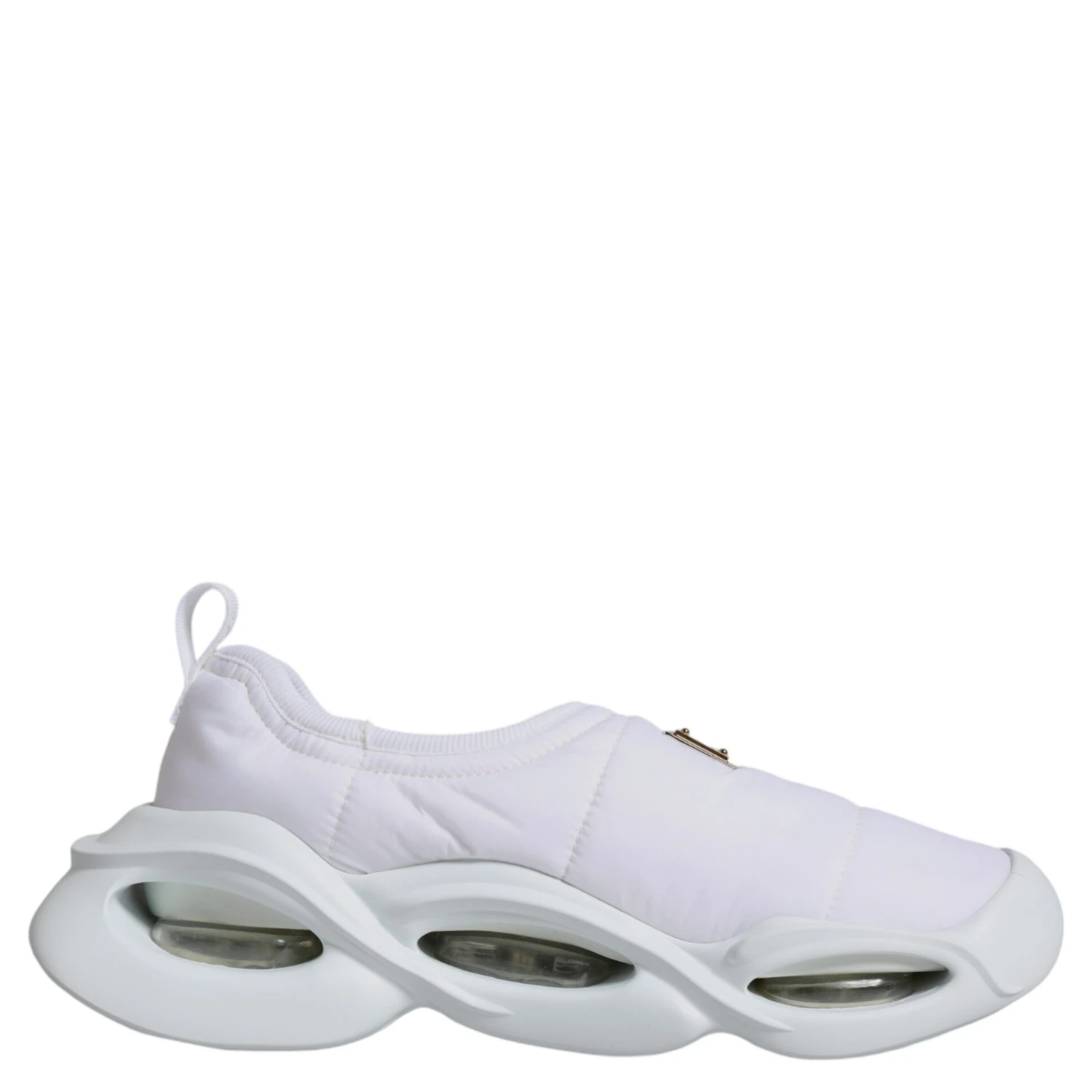 White Padded Fabric Low Top Sneakers Shoes