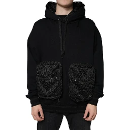 Black Hooded Pullover Men Sweatshirt Sweater