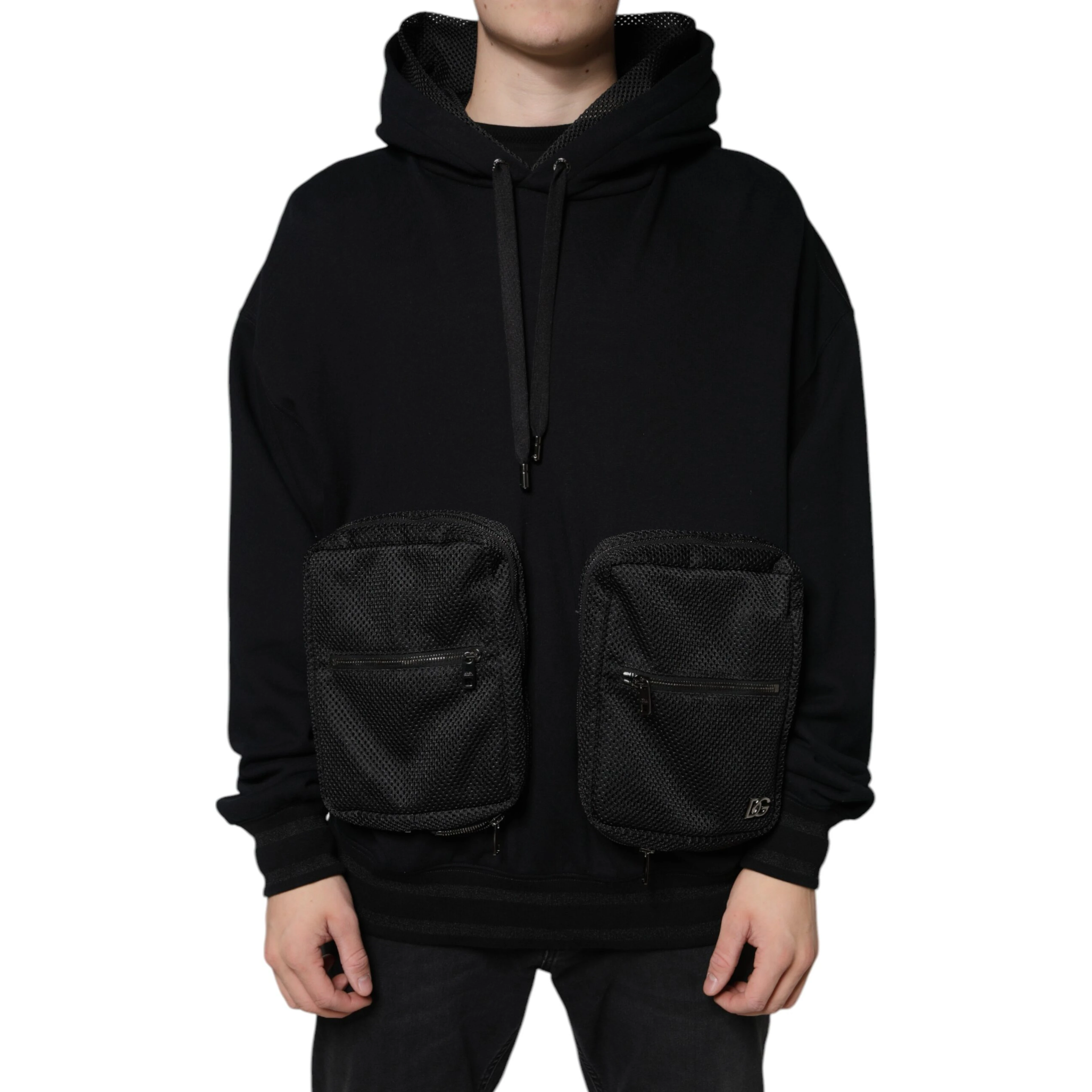 Black Hooded Pullover Men Sweatshirt Sweater