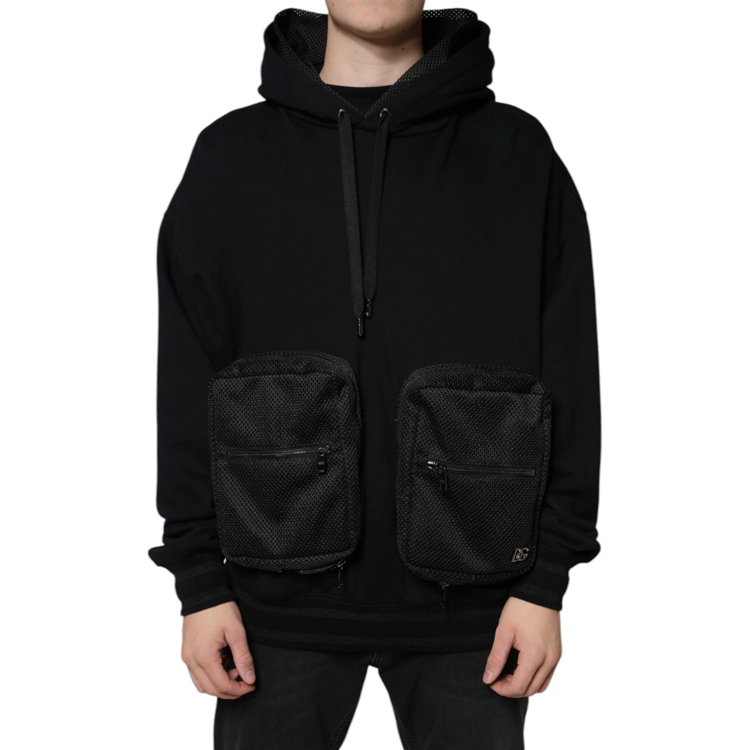 Black Hooded Pullover Men Sweatshirt Sweater